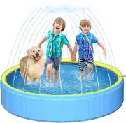 79" XL Foldable Dog & Kiddie Pool Non-Slip Hard Plastic Sprinkler - NEW