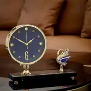 Crystal Swan Gold Metal Table Clock Blue Desk Clock