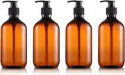 4PCS Empty Lotion Pump Bottles Plastic Shower Gel Bottle 300ML Hand Container Dispenser Spray Amber