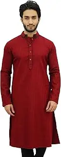 [Atasi] Men's Long Cotton Mandarin Collar Shirt Ethnic Clothing