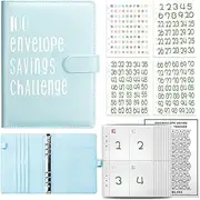 TuoYi 100 Envelope Savings Chanllenge,Binder Savings $5,050 Challenges Binder with Cash Envelope Sticker Labels,Each Grid Two Sides,Have Enough Pages for Budget Planning and Saving Money (Blue)