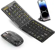 Foldable Keyboard and Mouse for iPad, Wireless Keyboard and Mouse Combo, Transparent Bluetooth iPad Keyboard, Compatible with iOS, Windows, Android, Smartphones, Laptops, etc.