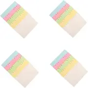 TEHAUX 4sets 6 Hole Punched A5 Paper Refills Lined Notebook Binder Planner Budget Planner Refills Supplies 100sheets*4