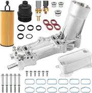 Aluminum Engine Oil Cooler and Oil Filter Housing Adapter Gaskets Sensor Fit for 2011-2016 Chrysler 200 300, Dodge Charger, Grand Cherokee, ProMaster 3.6L V6 | 5184304AE, 926-959, 68105583AF, 926-876