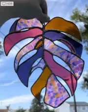 handmade glass monstera leaf suncatcher hand blown glass Coloradoglassworks Rare
