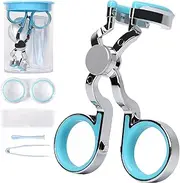 Contact Lens Insertion Wearing Aids - Portable Eye Support Device with Tweezers Remover Tool Solution Case for Daily Outdoor (Blue)