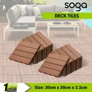 SOGA 2X 11 pcs DIY Wooden Composite Decking Tiles Garden Outdoor Red Brown