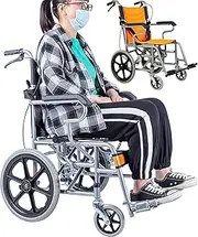 Ultra-Light Transport Wheelchair for The Elderly and Children, 16 Inch Portable Foldable Travel Wheelchair, Flip-Up Footrest,Black