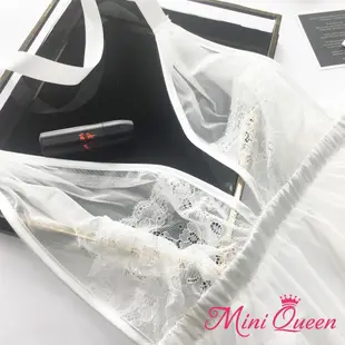 Mini Queen 睡衣 (白) 魔法親吻 性感蕾絲網紗綁帶美背睡衣