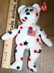 TY Beanie Babies GLORY Patriotic Bear Stuffed Animal Beanbag Baby Mint New Tags