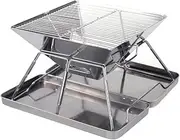 Stainl Steel G E Barbecue Grill Folding Charcoal Grill for Camping Backpacking Hiking Silver Silver