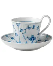 Royal Copenhagen Blue Fluted Plain High Handle Cup & Saucer