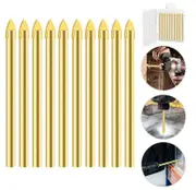 10x Titanium Ceramic Tile Glass Drill Bit Tungsten Carbide Cross Spear Head 6mm