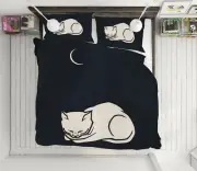 3D White Cat Moon 3529NA Bed Pillowcases Quilt Cover Duvet Boris Draschoff Fay