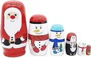 Christmas Wooden Stacking Doll, Russian Matryoshka Doll, Nested Wooden Dolls, Christmas Doll Set, Matryoshka, Traditional Matryoshka Style Multi-Purpose Decor for Christmas and Birthday