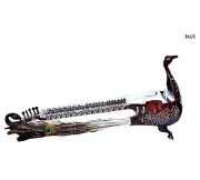 Peacock Design Taus–Indian Instrument for Classical Performances with Fiber case
