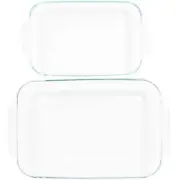 Pyrex (1) 233 3qt & (1) 232 2qt Rectangle Glass Casserole Baking Dish