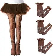 [Merqwadd] 3 Pairs Kids Little Girls Fishnet Stockings Hollow Out Pantyhose Mesh Socks Tights Fashion Footed Leggings