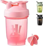 chongning Protein Shaker Bottle with Mixing Ball, 350ml Protein Powder Shaker Bottle, Leakproof Flip On Lid, Sports Gym Supplement Shaker Cup, Mini Water Bottle for Protein Shakes, BPA Free (Pink)