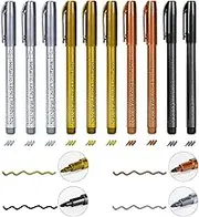 10 Pack Set of 2 Metallic Color 2 Black 3 Gold 3 Silver Acrylic Paint Pens for Rock Painting, DIY Card, Pebble Art, Scrapbooking, Fabric, Metal, Ceramics, Wine Glass