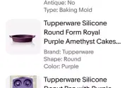 Tupperware Silicone Round Form Royal Purple Amethyst Cakes Baking Mold New