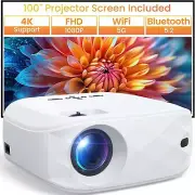 Projector with WiFi and Bluetooth, [One Step Mirroring]Projector for Phones,