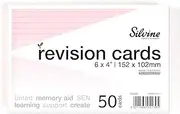 Silvine A6 Flash Cards, Revision & Study - Lined (50 Cards) (Pink)