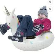 MinnARK Sports Unicorn Snow Tube: Inflatable Snow Toy for Kids, Winter Sled 35"