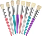Kids Paint Brushes, 8Pcs Children Paint Brushes Round and Flat, Colorful Paint Brushes for Children Toddlers Beginners, Face Paint Brushes for Watercolor, Oil, Acrylic Paints