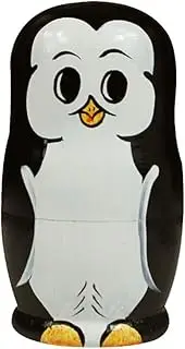 Matryoshka Russian Nesting Dolls 5 Piece Matryoshka Hand Painted Penguin Pattern Cute Nesting Dolls Creative Birthday Educational Toys Cute and Fun Gift (Color : Black+White)
