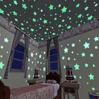 在飛比找蝦皮購物優惠-3D星星夜光貼 螢光星星貼片 立體壁紙 螢光壁紙 兒童小房屋