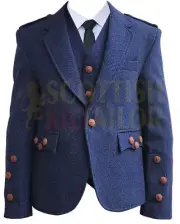 Men’s Scottish Navy Blue Argyll Kilt Jacket For Sale Custome Made Argyll Jacket