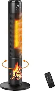 Advwin 2000W Ceramic Heater, Portable Electric Tower Fan Heater with 3D Flame, Space Heater with 8H Timer, LED Display & Remote Control, Room Home Bedroom Use