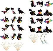 Dinosaur Scratch Painting Set for Boys and Girls 24 Hand-Painted Scratch Cards 24 Toys Party Favors