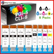 (8-PACK,4XLBBCMY) PGI5 CLI8 Ink Cartridge PGI-5 CLI-8 for Pro9000 Printer