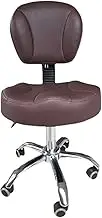 Comfortable PU Leather Saddle Stool Rolling Chair with Backrest - Adjustable Swivel Hydraulic Gas Lift Chair for Beauty Salon, Dentist & Office Use