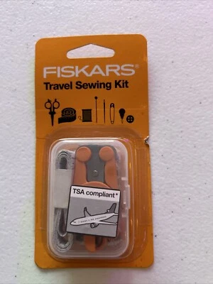 Fiskars Travel Sewing Kit Compact Set, Folding Scissors, Thread, Needles- *TSA