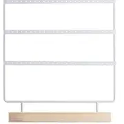 Earring Holder for 33 pairs Jewelry Organizer Stand Earring Display Earring Organizer Stand Earring Holder Jewelry Stand Holder with Wooden Tray/Dish for Earrings Display Home Use White