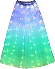 [FwQoFvk] Rechargeable LED Light Up Skirt for Women Dazzling LED Skirt Belly Dance Skirt LED Long Skirt Glow in The Dark Skirt for Rave Halloween Christmas Party(Colorful)