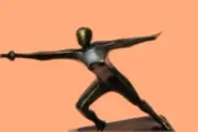 Super Deal Bronze European Man With Mask Fencer Fencing Sport Statue Art FF