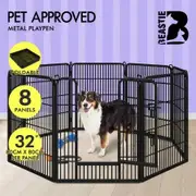 BEASTIE Dog Playpen Pet Fence 8 Panel Metal Enclosure Puppy Exercise 32"