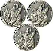 Divine Strength Warrior Christian Challenge Coin Armor Up with Faith Bible Verses Pocket Hug Token (Pack of 3)