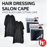 [4PCE] Swosh Waterproof Hairdressing Salon Hair Cutting Cape, Black, 134cm