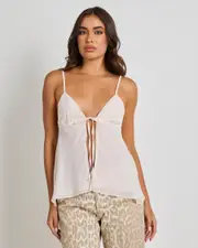 [Ava And Ever] Ava And Ever Women's Maree Tie Front Top in Cream 0 Cream