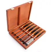 Bahco Bevel Edge Wood Chisel Set 6 Piece in Wooden Box 424P-S6