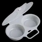 Double Cup Round Shape Egg Steamer Draining Egg Boiler Microwave Oven Cooker+
