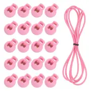 40 Pcs Single Hole Cord Locks with Elastic Cord, Pink
