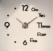 DIY Wall Clock Modern Frameless Large 3D Wall Watch Giant Roman Numerals for Hom