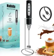 Milk Frother Wand for Coffee Frother Handheld with Stand Drink Mixer with 3 H...