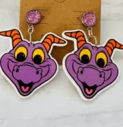 Hypoallergenic Dangle Earrings Planar Figment Little Spark Purple Glitter RTS